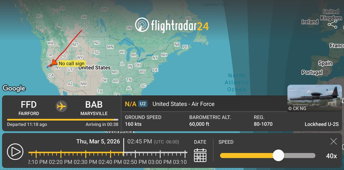 ThomasPaine6F0's tweet photo. https://t.co/NJXWvJUV4y

USAF: 80-1070 (U2)Lockheed U-2S
Callsign n/a HexID #AE0953

Yesterday...
Never gets old......😏

🇺🇸🇺🇸🇺🇸🇺🇸🇺🇸 https://t.co/g4nVeSXPHr