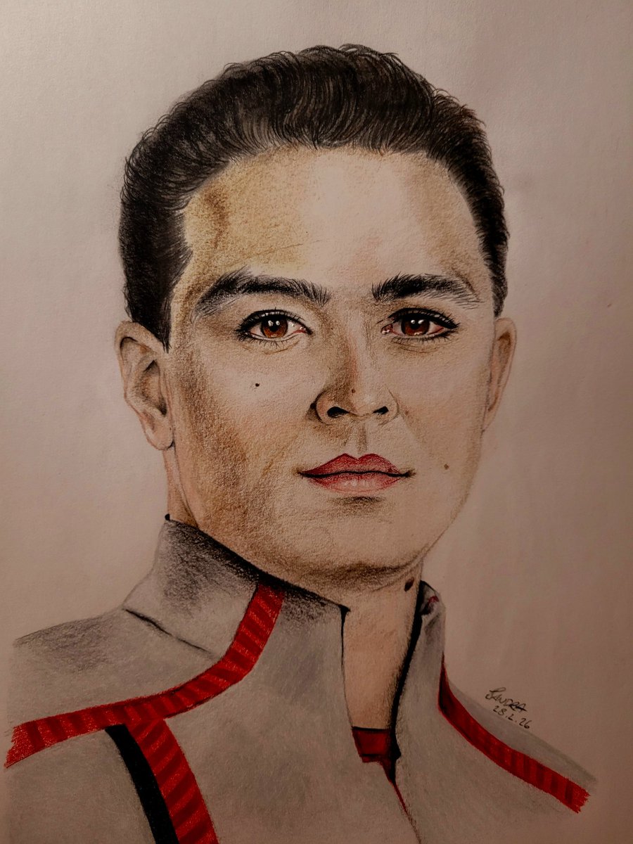 SandraWeingrab1's tweet photo. Some new artwork (haven't posted in a while) #StarfleetAcademy : I really like the show! So here's my two favourite cadets: #daremreymi and #jaydenkraag 
#fanart #portrait #art #startrek https://t.co/49Vkui1TGE