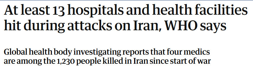 More than 1200 people have been killed across Iran, with many more injured and hospitals under attack.

No nation should be able to break intl law with impunity - civilians and healthcare facilities must be protected and those responsible for illegal attacks held to account.