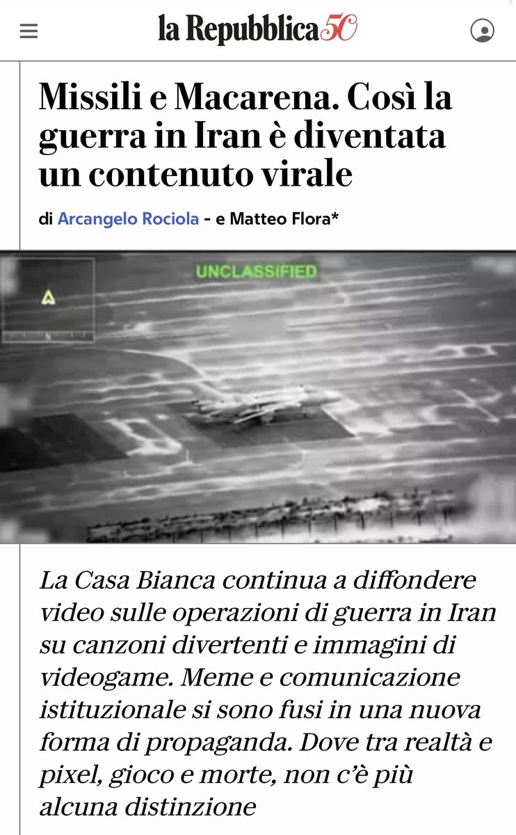 lastknight's tweet image. Oggi su @repubblica  trovate un lungo pezzo scritto insieme ad @arcamasilum , che parte da una domanda apparentemente semplice: cosa succede quando la guerra smette di essere raccontata come guerra?

Leggi l'articolo 👉  link.mgpf.it/sDg9 

#gamification #warfare