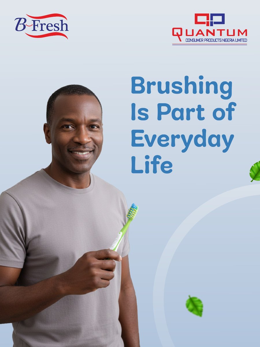 QuantumGroupNig's tweet image. B-Fresh toothbrush is built for comfort and helps turn routine care into a hassle-free habit.

Enquiries: amitl@qpnlnig.com | +234 9121065640

#BFreshToothbrush #OralCare #HealthySmile #DentalCare #OralHygiene #FreshBreath #ToothBrush #SmileBright #CleanTeeth #QuantumConsumer
