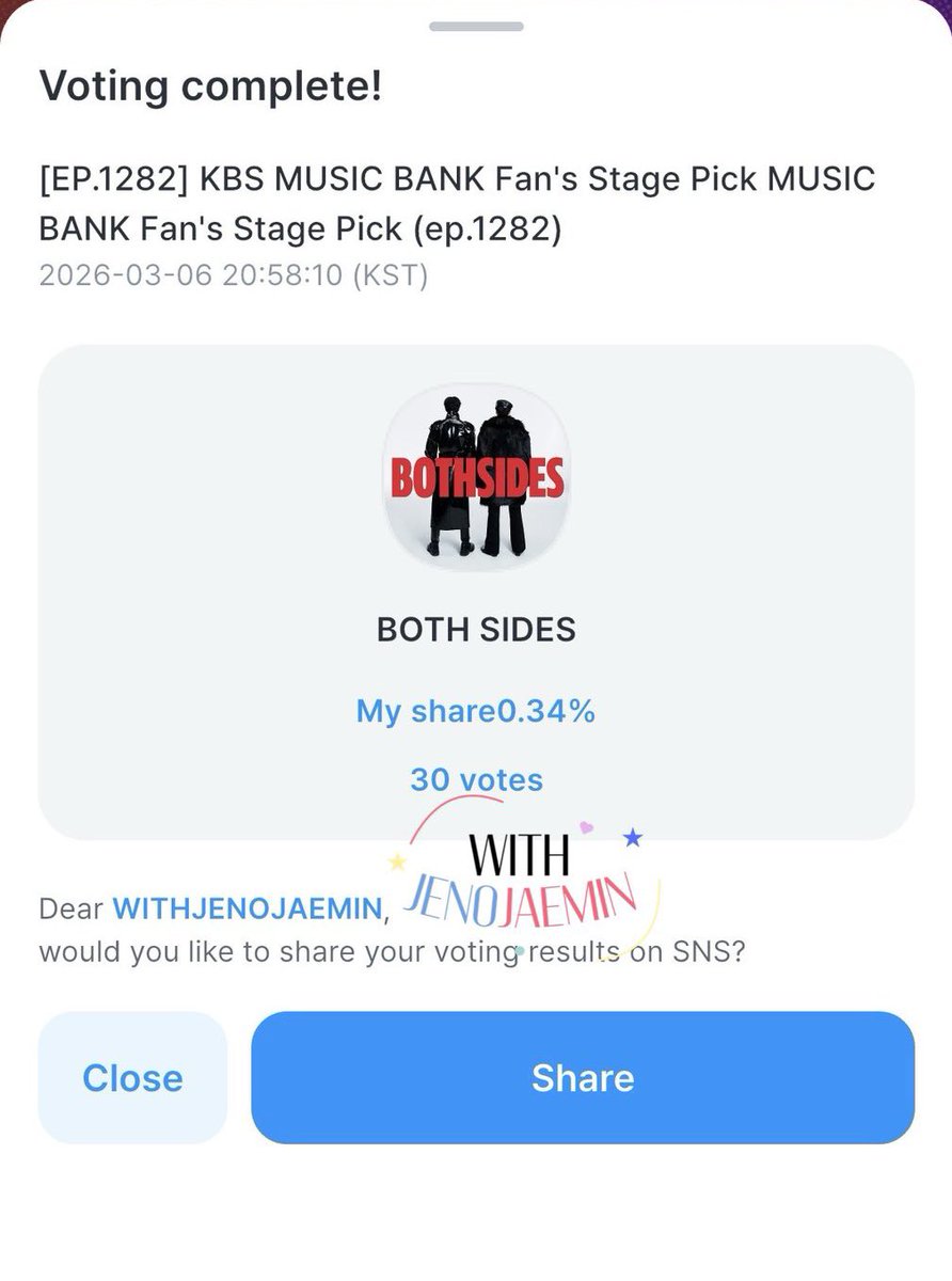 WITHJENOJAEMIN's tweet photo. [🔖] MUSIC BANK FAN’S STAGE PICK ⋆˚ ☆ ݁˖ ★.ᐟ

#โหวตเพื่อเจโน่แจมิน

♡ แอป Fancast
♡ 1 เครื่อง โหวตได้ไม่จำกัดไอดี 
♡ 50💙💛 = 1 โหวต
♡ โหวตได้ตั้งแต่วันนี้ - 12/03 เวลา 15:00 น.

☆ ݁˖ ★ GOALS RANK 1 ถ้วยรางวัลมาจากการโหวต 100%

สอบถามเพิ่มเติม dm @WITHJENOJAEMIN ได้เลยนะคะ🌟