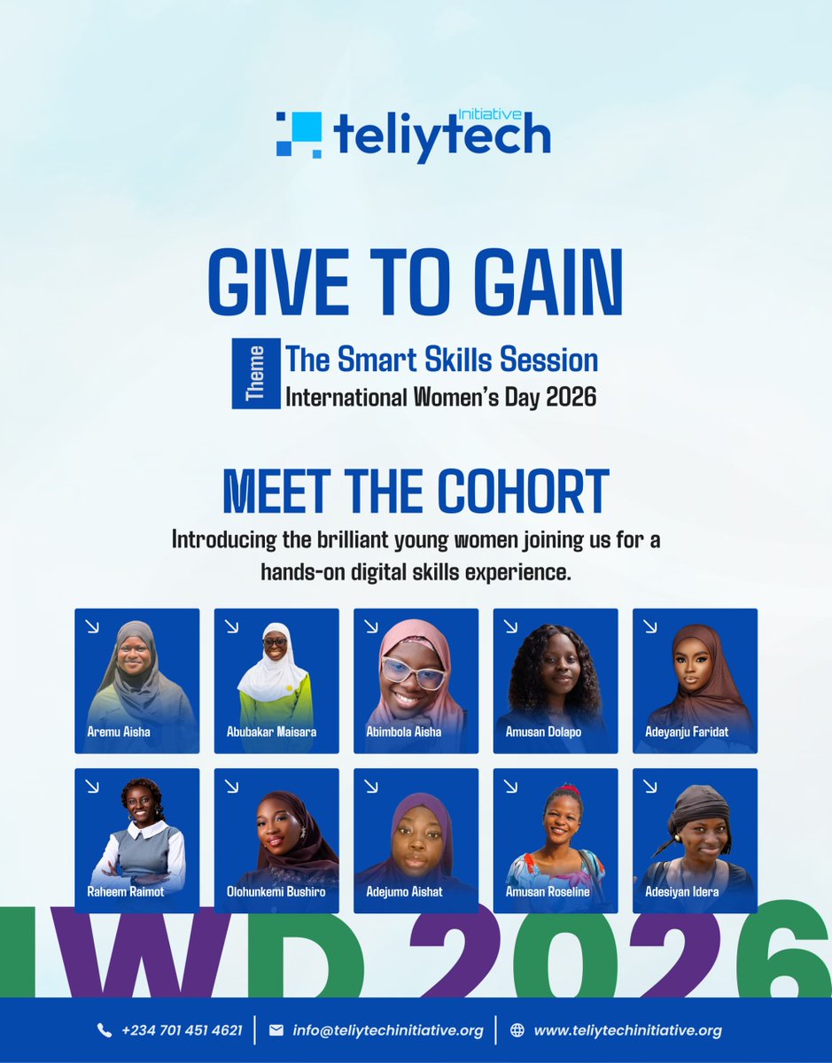 Meet the participants for 𝗧𝗵𝗲 𝗦𝗺𝗮𝗿𝘁 𝗦𝗸𝗶𝗹𝗹𝘀 𝗦𝗲𝘀𝘀𝗶𝗼𝗻 – 𝗜𝗪𝗗 𝟮𝟬𝟮𝟲 💻

They’re ready to take charge of their skills by giving their time to gain hands-on training on digital skills.

#IWD2026 #digitalinclusion  #TeliyTechInitiative