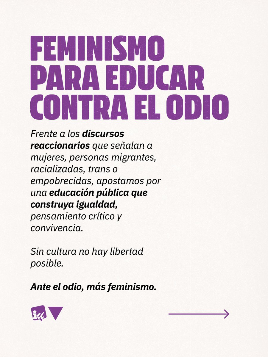 El 8M es un hito histórico del feminismo en defensa de la paz, el multilateralismo y el internacionalismo proletario.

Frente a los discursos reaccionarios que criminalizar a personas migrantes, trans y racializadas, apostamos por una educación feminista.