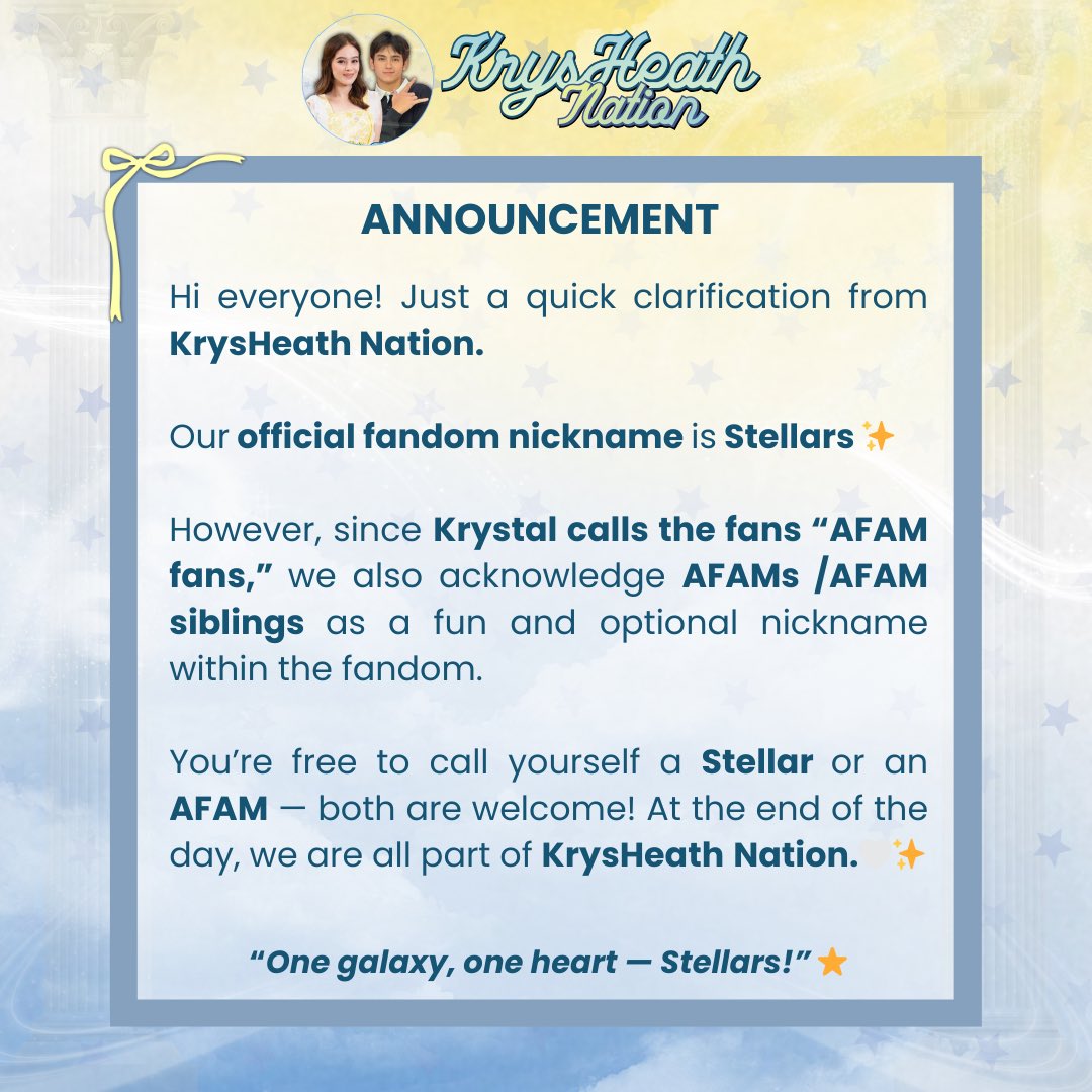 KrysHeathNation's tweet photo. ๐๐ญ๐๐ฅ๐ฅ๐๐ซ๐ฌ ๐จ๐ซ ๐๐
๐๐๐ฌ โ ๐ฐ๐ก๐ข๐๐ก๐๐ฏ๐๐ซ ๐ฒ๐จ๐ฎ ๐๐ซ๐, ๐ฒ๐จ๐ฎโ๐ซ๐ ๐ฉ๐๐ซ๐ญ ๐จ๐ ๐๐ซ๐ฒ๐ฌ๐๐๐๐ญ๐ก ๐๐๐ญ๐ข๐จ๐ง! ๐ค
Thank you for all your love and support! โจ
#Stellars #Afams #AfamSiblings #KrysHeath https://t.co/pYFimbQNyl