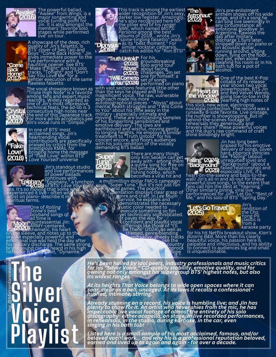 Mirrordanceworx's tweet photo. And we agree! 💜 To get a fix of "Outstand-jin," here are some fan fave &amp; viral moments of OUR SILVER VOCALIST JIN. My fave? "Let's Go Travel" fr. his #JINonNETFLIX show because his love of craft &amp; audience connection is so palpable 😍
Do you have one?

#방탄소년단진 #진 #BTSJIN https://t.co/POqd8QnrPz