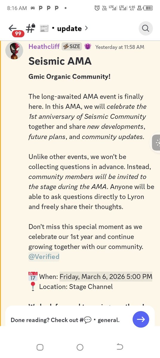 Join us as we witness the <a href="/SeismicSys/">Seismic</a> Ama by 5pm
It's a great one year anniversary 
One year of building 
One year of growth 
One year of established 
One year of great achievement 
Prepare ur questions as you to attend 
<a href="/heathcliff_eth/">Heathcliff</a> 
<a href="/xealistt/">Xealist</a> 
<a href="/lyronctk/">Lyron</a> 
<a href="/xplanettt/">Xplanet</a> 
<a href="/NoxxW3/">Noxx</a>