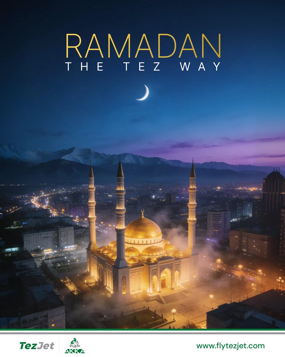 FlyTezJet's tweet image. 🇬🇧 Ramadan is about peace.
Your journey should be too.
Fly TezJet. ✈️🌙

flytezjet.com

#RamadanTravel #TezJet #FlyTezJet #Bishkek #Kyrgyzstan