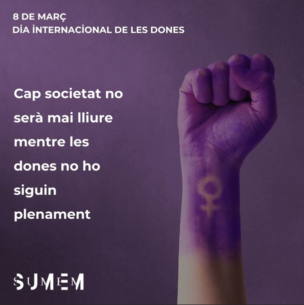 SumemComunica's tweet photo. Cap societat no serà mai lliure
mentre les #dones no ho siguin plenament.
En l'àmbit de la #comunicació tenim una
responsabilitat: ajudar a transformar les
desigualtats explicant el món amb mirada crítica i no normalitzant allò que no hauria de ser normal. 
#8M #8M2026 https://t.co/kl9eo20Ma8