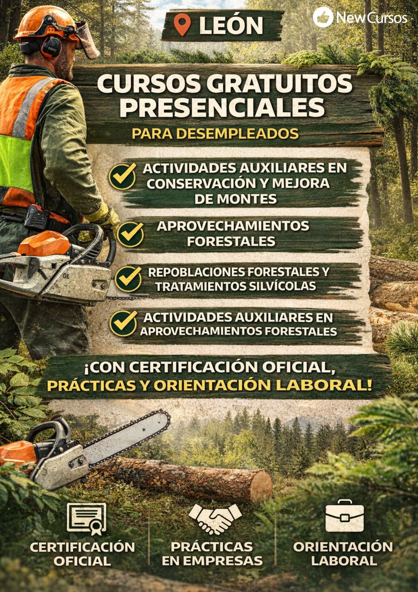 CURSOS GRATUITOS de FORESTALES 🌳 presenciales en León
Elige el tuyo y reserva tu plaza 🆓
👉 newcursos.com/categoria-prod…