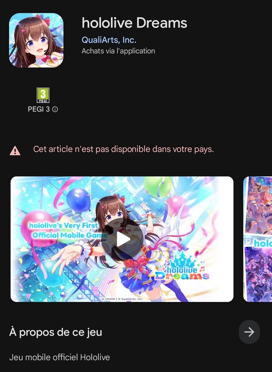 EH?????!!!! The game is not available in Europe and in France???????? It says "not available in your country" eeeeh???? <a href="/holo_dreams_en/">hololive Dreams</a> is this a mistake? I'm gonna cry 😢😭