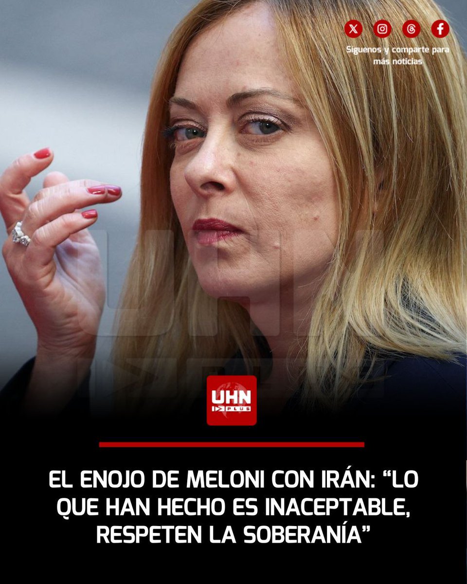 🇮🇷🇮🇹 ‼️ | En un contacto diplomático con Recep Erdogan, Giorgia Meloni condenó el ataque con misiles que intentó hacer Irán contra Turquía. La Primera Ministra de Italia, que buscaba ser cordial en sus declaraciones, mostró su indignación contra los iraníes: "Expresó mi