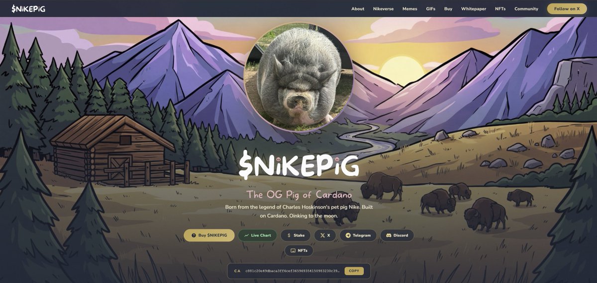 NikePig_ADA's tweet photo. Our $NIKEPIG website is LIVE and looking absolutely CLEAN🤯

Pull it up on desktop. Now pull it up on mobile. Two vibes. Both go crazy.

The OG Pig of Cardano just leveled up.

Buy. Stake. Chart. Oink.

He's a good pig — and he's just getting started!

https://t.co/0W0DW07Ncb https://t.co/Uol8dOP1to