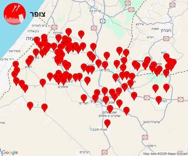 صفارات الانذار تدوى بالنقب والغلاف وبئر السيع
