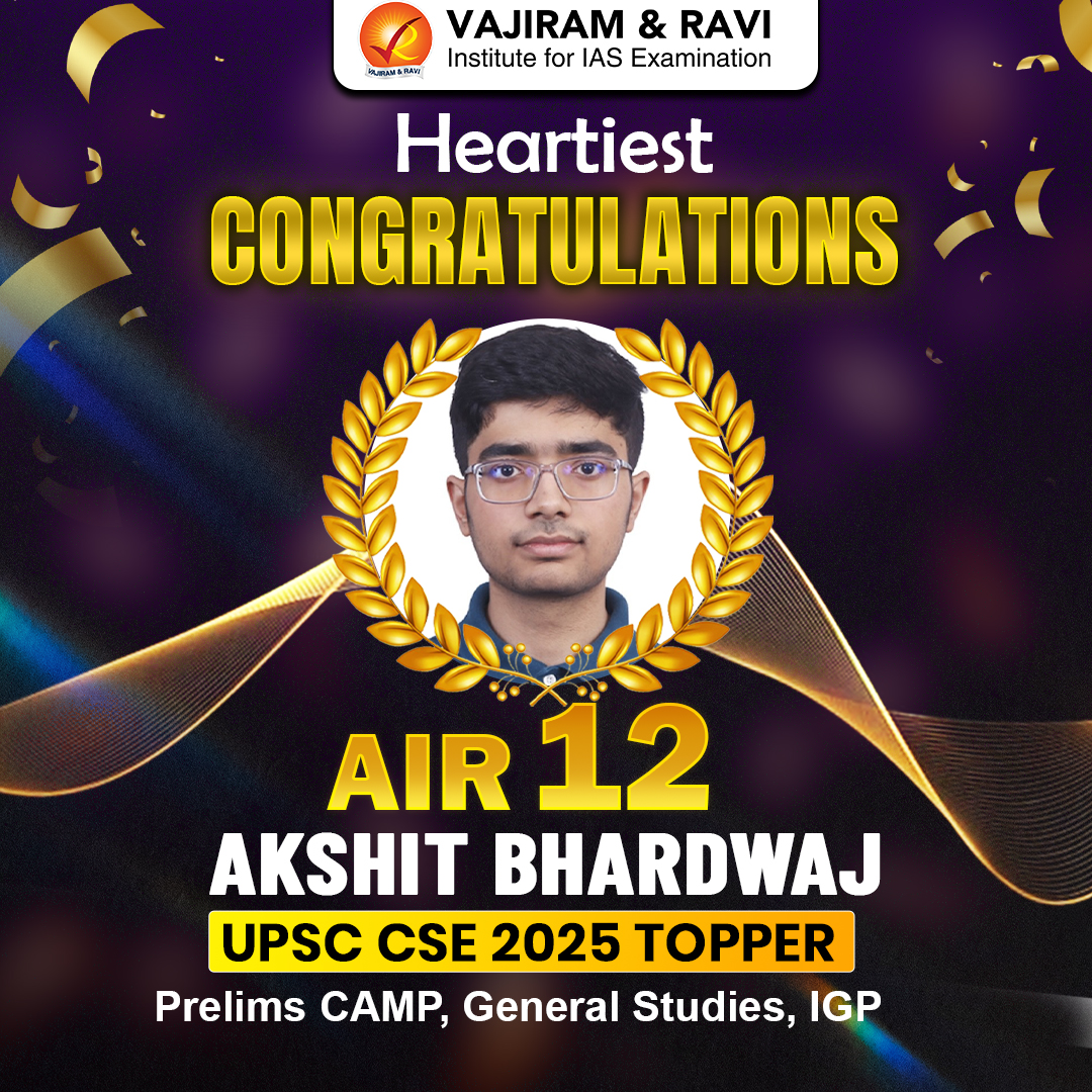 VajiramRavi's tweet photo. 🏆 Congratulations AIR 12 – AKSHIT BHARDWAJ!
Heartiest congratulations on securing a distinguished rank in UPSC Civil Services Examination 2025.
#UPSC2025 #UPSCResult #UPSCTopper #VajiramAndRavi #VajiramAndRaviToppers #CivilServices #IAS #UPSCJourney #Success #AIRRank https://t.co/KRu8xobxs2