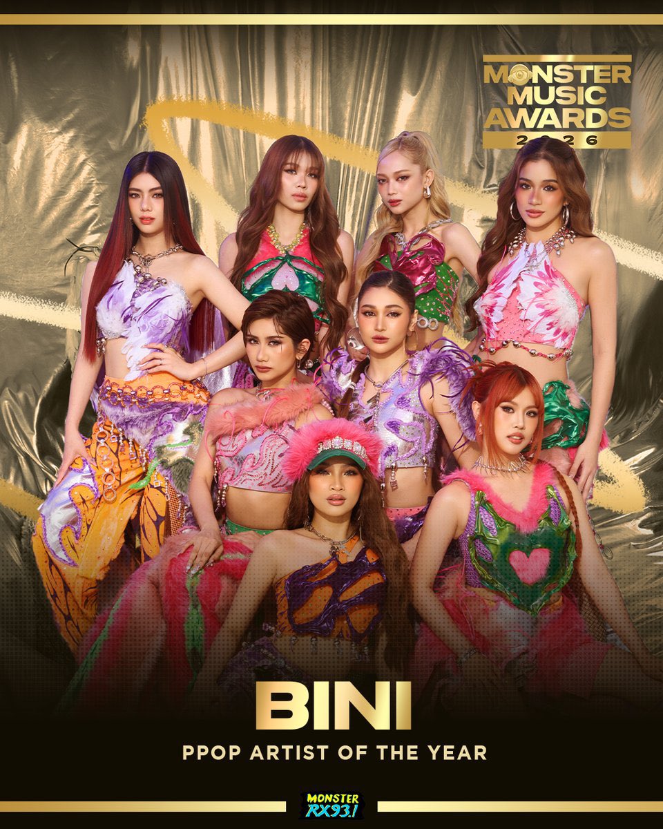 Congrats <a href="/BINI_ph/">BINI_PH</a> for winning PPOP ARTIST OF THE YEAR at MONSTER MUSIC AWARDS 2026 🎊