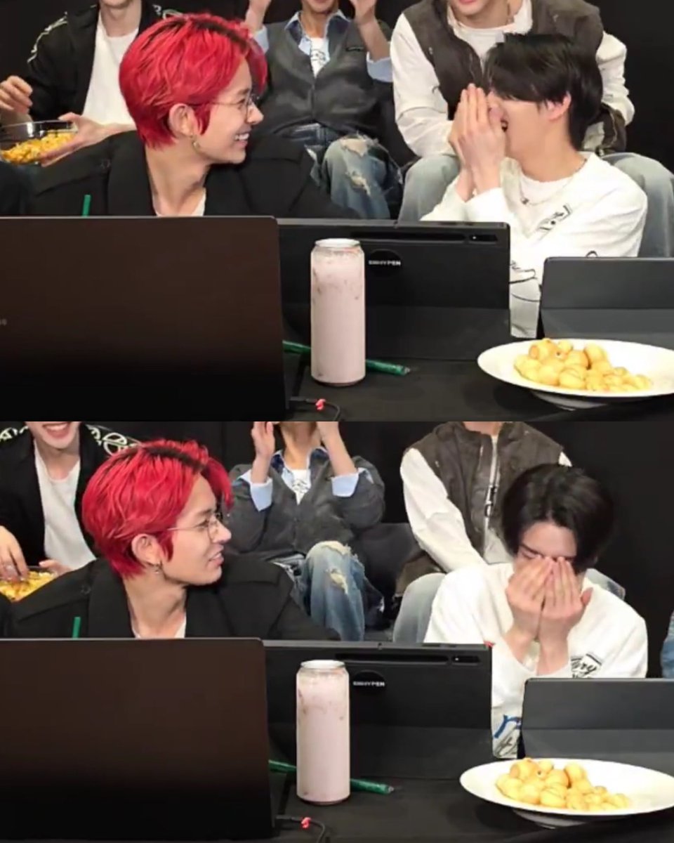obsessed with jaeyun covering his face when he laughs and heeseung sneaking a peek still