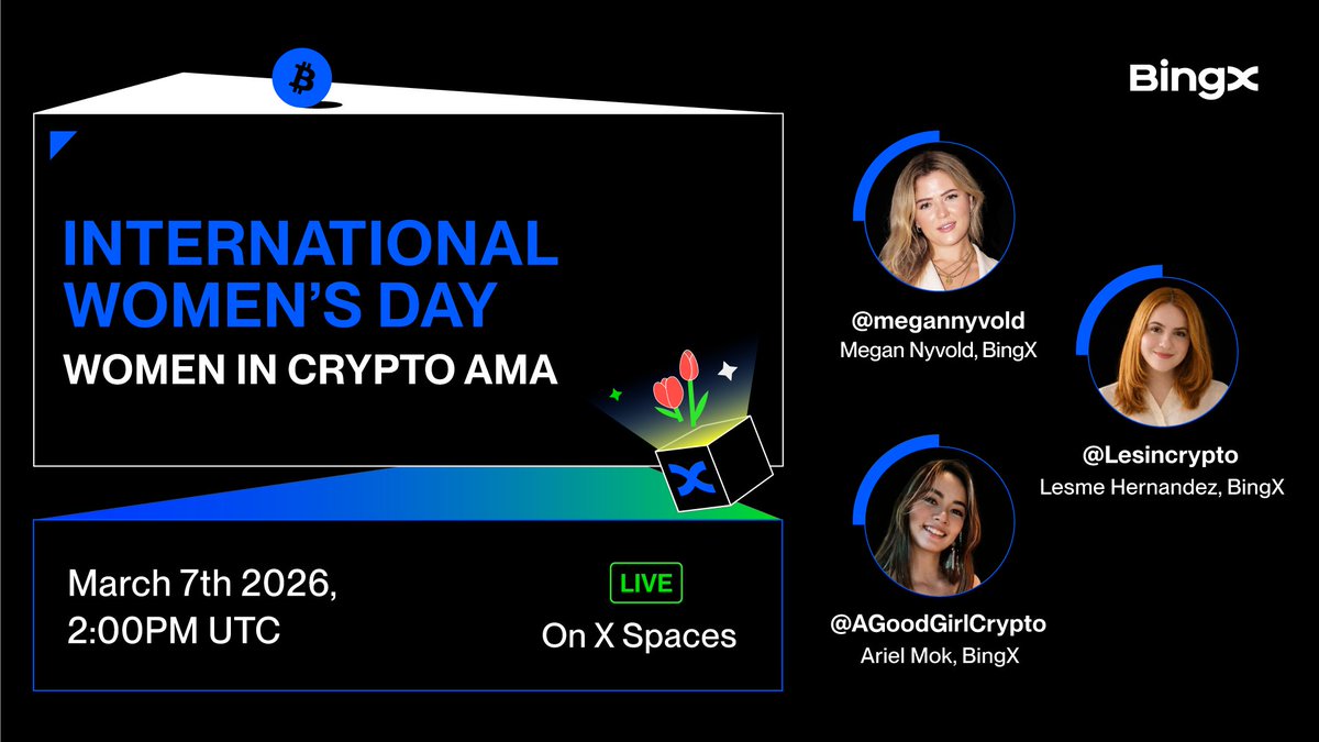 This #InternationalWomensDay, we're opening the floor.

Women from the BingX team are hosting an AMA to talk about careers, challenges and the power of #GiveToGain.

🗓 Mar 7 | 2PM UTC
⏰ Set your reminder: x.com/i/spaces/1nJOL…