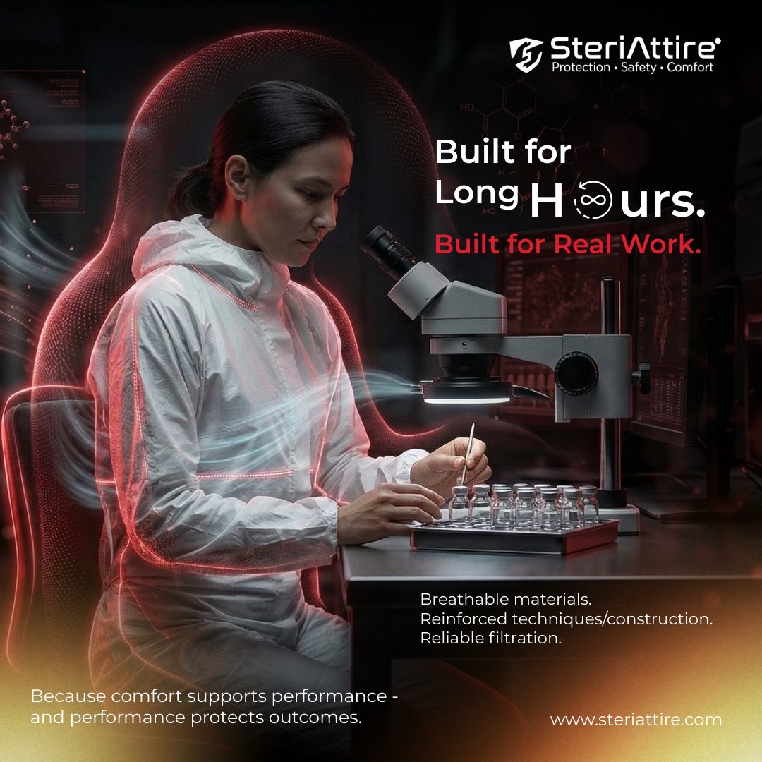 SteriAttire's tweet photo. Long hours demand real protection.
SteriAttire built for performance where it matters most.
#SteriAttire #BuiltForRealWork #CleanroomWear #ProtectiveApparel
#HealthcareSafety #ContaminationControl #EngineeredProtection
#ProfessionalProtection #PerformanceDriven # https://t.co/OnL0M5ZDoM