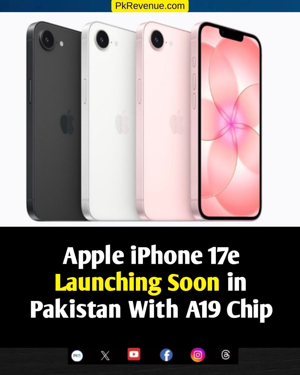 pkrevenue's tweet image. Apple iPhone 17e Launching Soon in Pakistan With A19 Chip

Read More: pkrevenue.com/apple-iphone-1…

#PakistanNews #appleiphone #iPhone17e