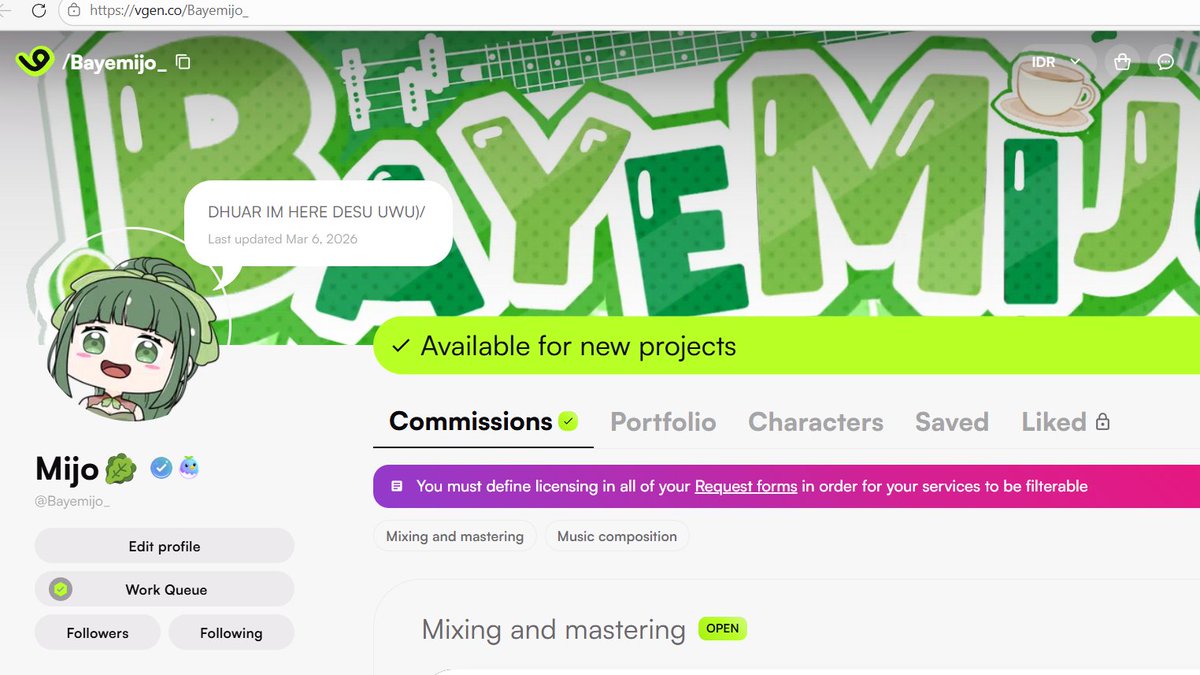 Bayemijo_'s tweet photo. Hi!! Just wanna inform that i've finished setting up for my Vgen account, and now it's active!! Overseas people can now order through vgen!! Thankyou!! :D
https://t.co/yZ46zKkeyO
#vgen #music #mixingmastering #Commission #VtuberEN #vtuber https://t.co/vSB21mU6Y9