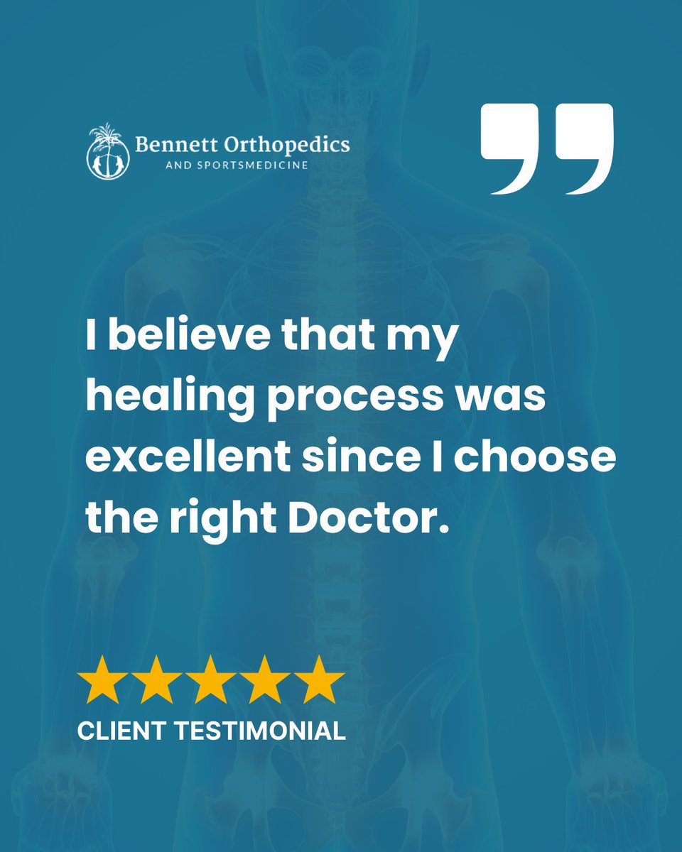 We sincerely appreciate the kind words and positive feedback from our patients.🙏 It is our privilege to provide personalized orthopedic care and advanced treatment options to help you return to an active lifestyle. Thank you for trusting Dr. Bennett and our team with your care.