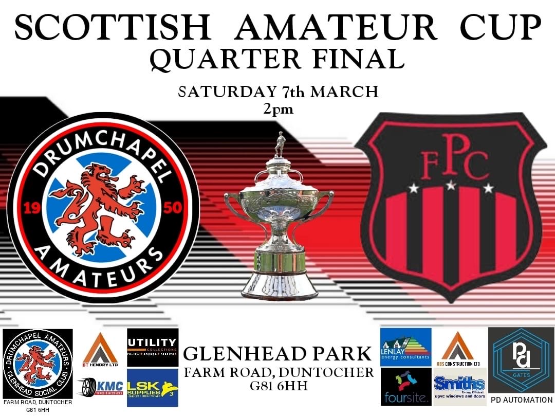 The Drum face tough opposition this Saturday as they welcome Pather to the Hibby in the Scottish Amateur Cup.

Get along to support the lads
🇾🇪Mon The Drum🇾🇪