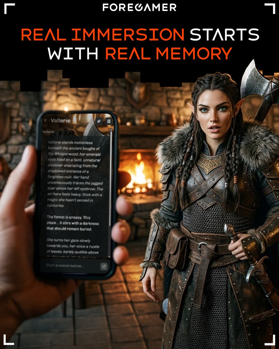 Foregamer_ai's tweet photo. With our characters we focused on human-like memory.

They remember details, previous interactions, and who they’re supposed to be.

A few times the things they remembered even surprised us.

That’s when conversations start to feel real.

#AiTechnology #Chatbots #Technology https://t.co/dczwpPjOCN