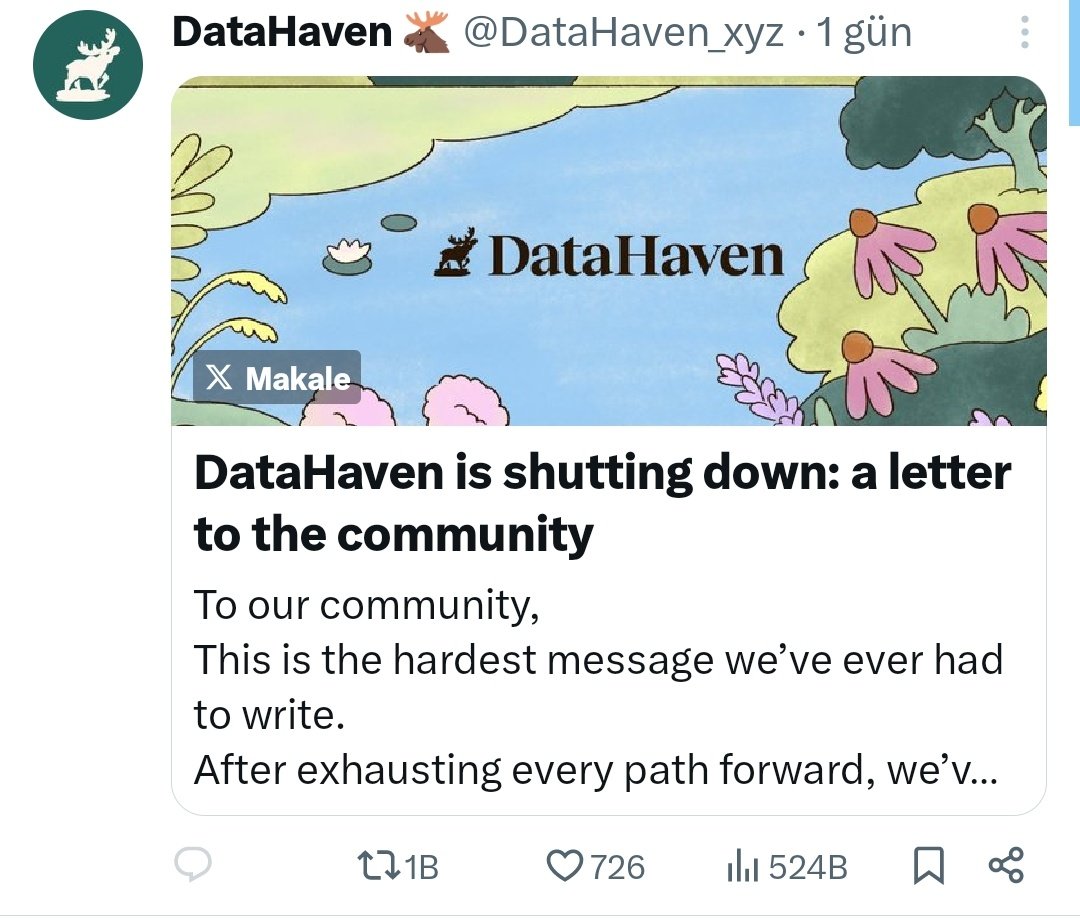 0xcryptoturkey's tweet photo. New: @DataHaven_xyz is ceasing operations https://t.co/yfiJqcX8QW
