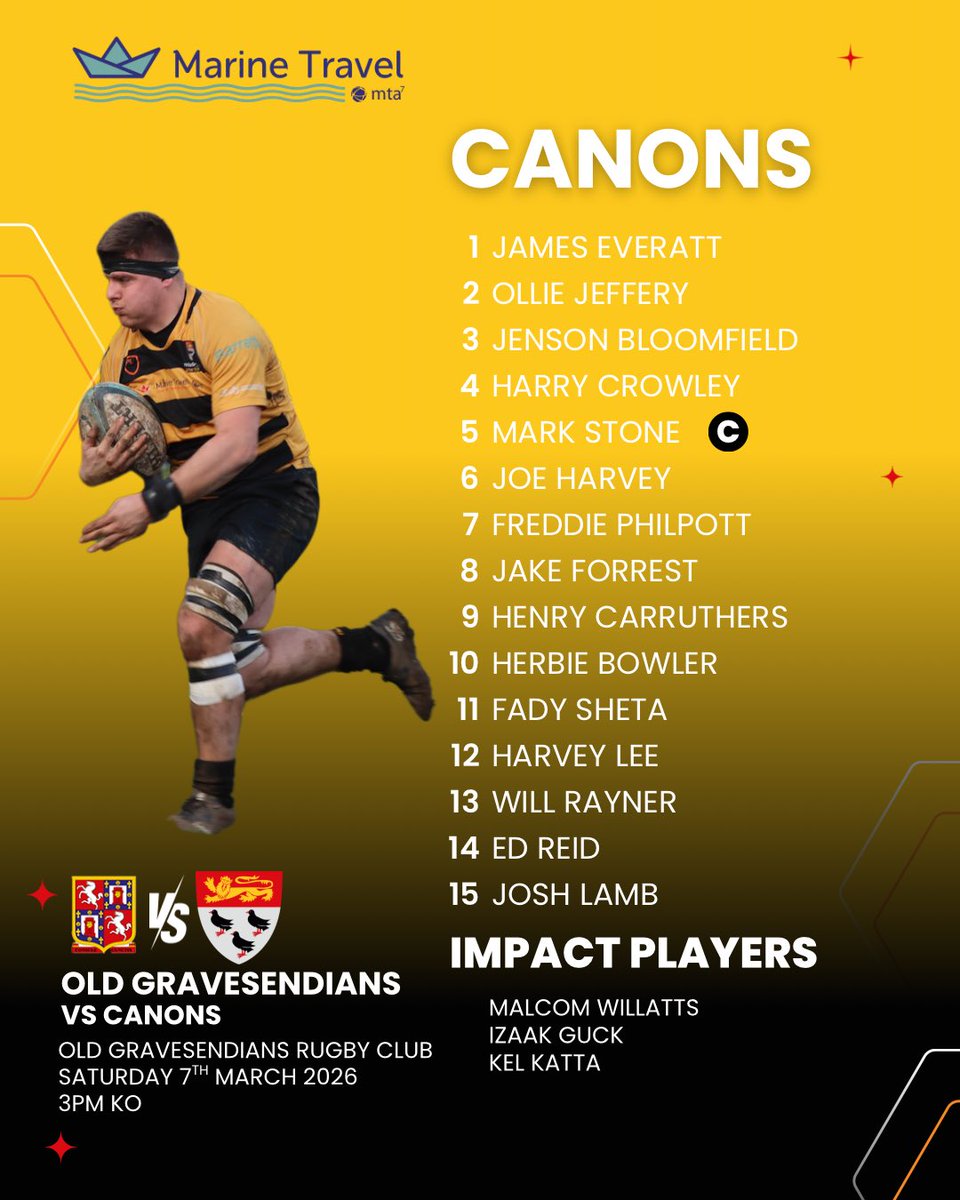 cantrugby's tweet photo. 📋 TEAM SHEETS ARE LIVE

🔙 Will Hilton returns from injury and starts at 10
🏆Canons look to take last weeks HUGE win on the road 
🎉 Deacons are back on home soil focus and fired up! 🏠 Top of the table Zingari are back at home 
#oneclub #getbehindus https://t.co/SHH2Dz4Aae