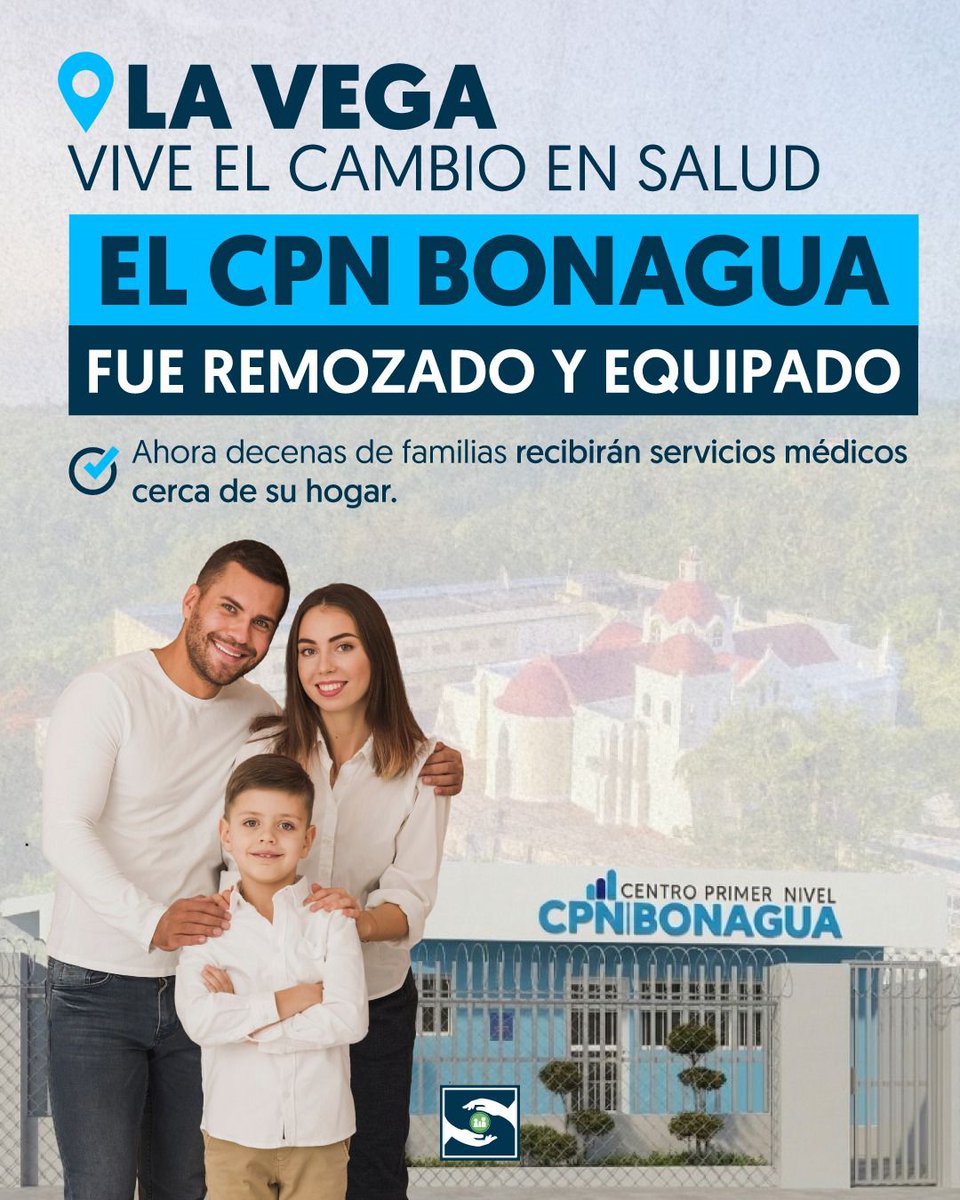🎉 ¡La Vega también vive el cambio en salud!

✅Con la entrega del remozado y equipado Centro de Primer Nivel Bonagua, a cargo de la vicepresidenta Raquel Peña junto al director ejecutivo del SNS, doctor Julio Landrón.