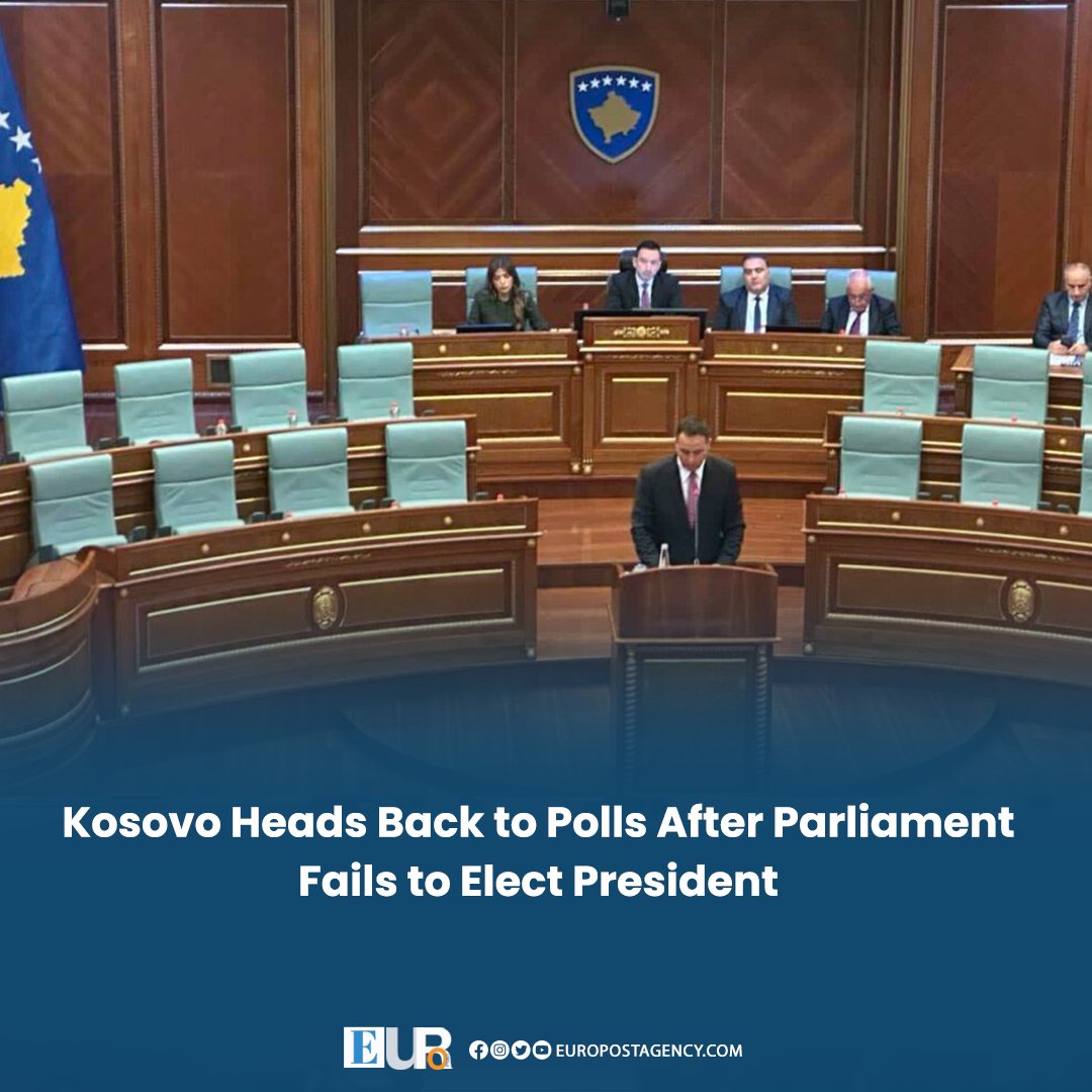 EuroPostAgency's tweet image. Political Deadlock Forces Fresh Elections in Kosovo

Lawmakers in Kosovo failed to elect a new president, triggering another national vote amid a prolonged political impasse. 
#EuroPost