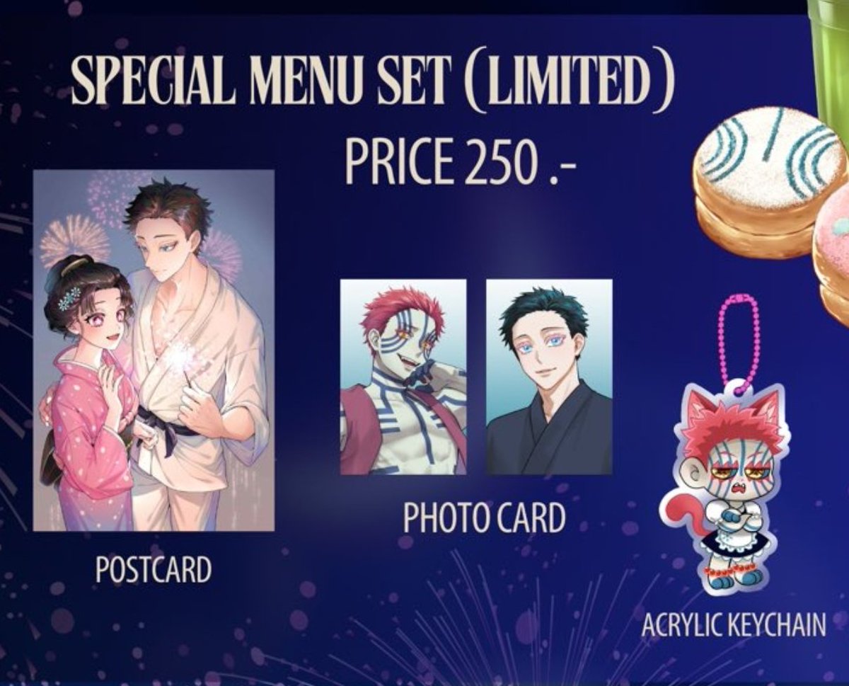 เนื่องจากทางทีมคาเฟ่ยังมี Special Menu Set หลงเหลืออยู่ เลยจะทำการจำหน่ายเพิ่มเติม ในราคาเซ็ตละ 250.-
ที่งาน #CQ9 ทั้ง 2 วัน
โดยจะวางจำหน่ายที่บูธ M13-16
*ไม่มีเซ็ตขนมและเครื่องดื่มค่ะ
ท่านไหนสนใจ สามารถแวะเวียนมาได้ค่า
#AkazaNoHanabiCafe #อาคาสะ #คาเฟ่อาคาสะ #ดาบพิฆาตอสูร