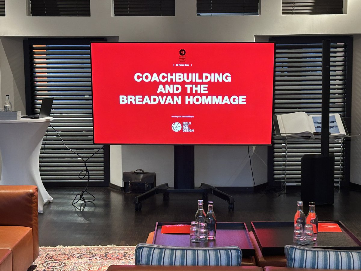 NielsvanRoij's tweet photo. After two days at the Car Design Event, we continued the conversation at the Drivers and Business Club Munich.

During a Petrol Talk masterclass we explored coachbuilding, contemporary car design and the philosophy behind the Breadvan Hommage. 

#NielsvanRoijDesign #Breadvan https://t.co/1xpyDH33eo