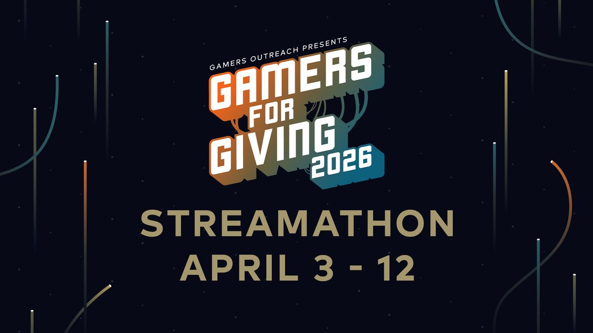 This year's Gamers for Giving Streamathon runs April 3-12!

Stream from anywhere and help bring play to kids in hospitals.

#GFG2026