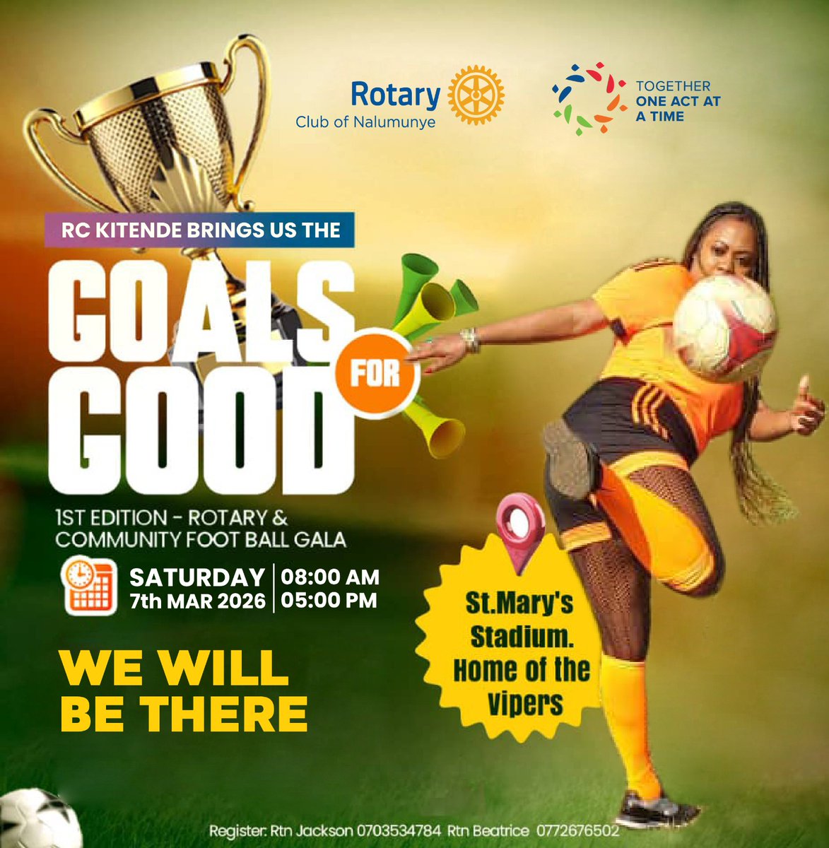 RotaryNalumunye's tweet image. Let’s turn up the vibes tomorrow, Saturday, March 7th, at St. Mary's Stadium Kitende — where energy meets excitement. Don’t miss the action! 🔥⚡ #GoodVibes #WeekendEnergy #RotaryFun #TheMunyesInAction #Football