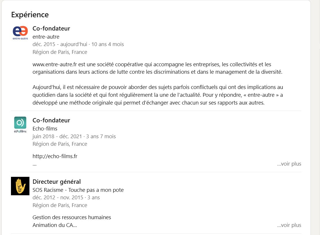 's tweet image. En lisant un article du Monde, je découvre Étienne Allais. En regardant son profil LinkedIn, je vois qu’il est engagé à SOS Racisme tout en dirigeant une société qui propose des formations sur les discriminations. La combinaison dénonciation / conseil aux entreprises dénoncées