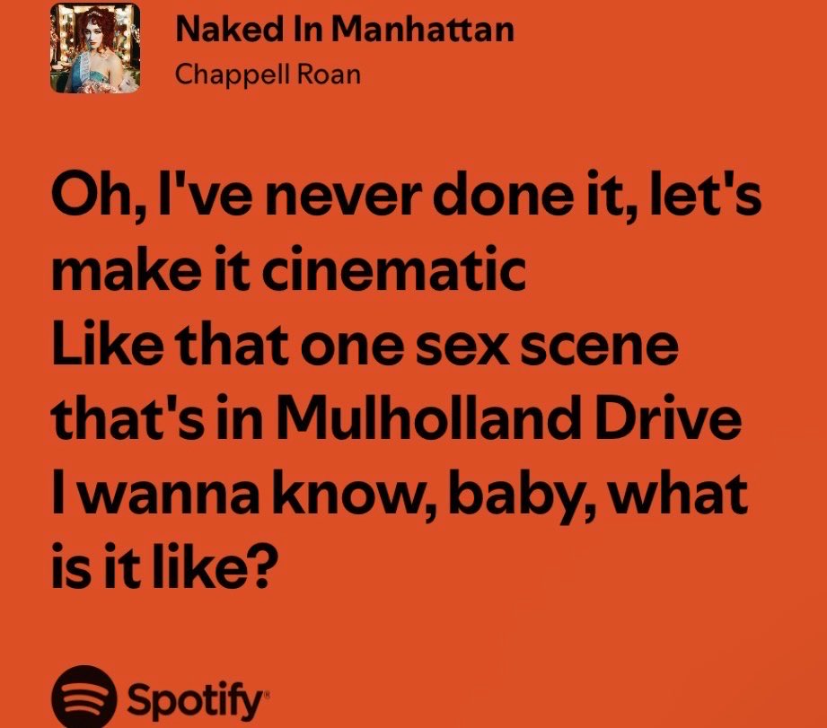 does naomi watts know chappell loved the mulholland drive sex scene so much that she put it in a song?