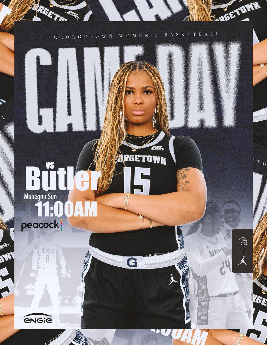 GeorgetownWBB's tweet photo. It starts today! 🏀 

 🆚 Butler
📍 Mohegan Sun
⏰ 11 AM
📺 Peacock
📊 https://t.co/EQovHTBljQ

#HoyaSaxa #HoyaBold #HoyaTough #TheFamily #ActWithENGIE https://t.co/E4ziqlAoY9