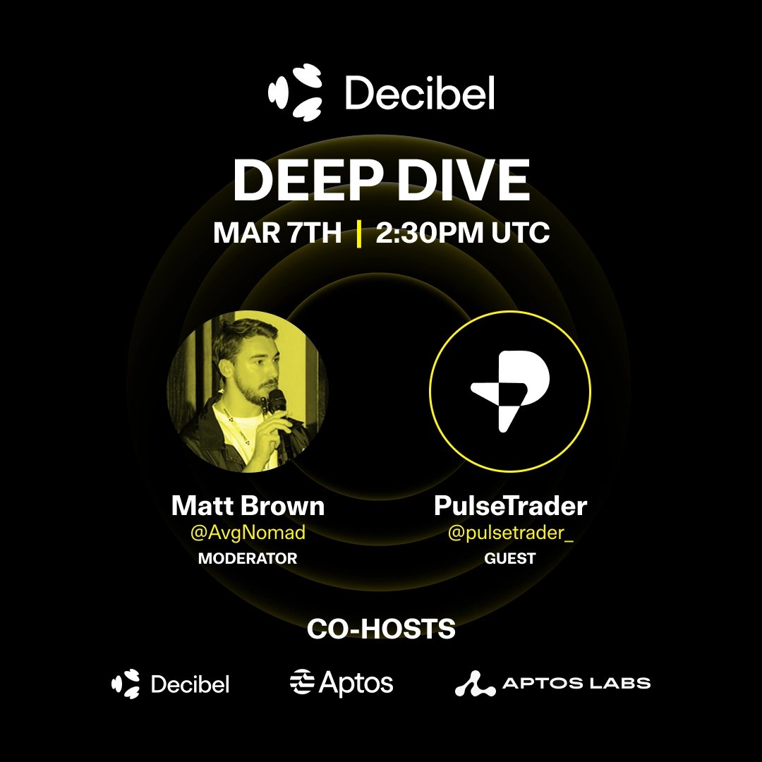 Next up in our Builder Codes AMA series is <a href="/pulsetrader_/">PulseTrader</a>!

Tomorrow, <a href="/AvgNomad/">Mr.Brown 🔊</a> sits down with the PulseTrader team to talk algorithmic trading, regime-aware strategies, and how they're automating discipline through Decibel's execution engine.

Set your reminder below 👇