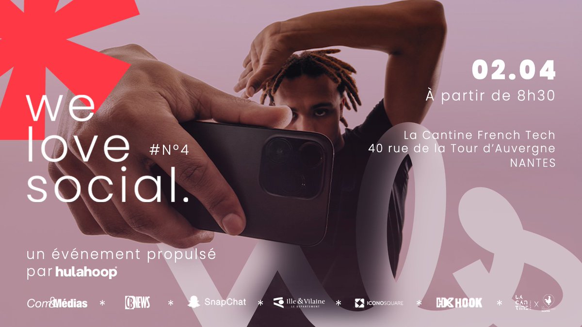 We Love Social revient. 4e édition. 
2 avril. Nantes. Gratuit.
Cette année : la vidéo social-first. Celle qui accroche en 0,3 seconde. Native. Pour le scroll.
1 plénière. 7 ateliers. 
📍 La Cantine French Tech 🔗 welovesocial.fr
 #WeLoveSocial #VideoSocialFirst #Nantes