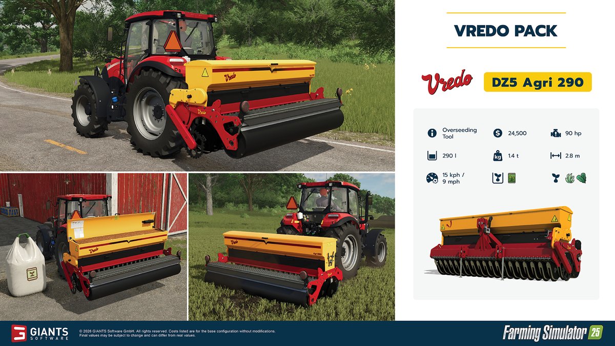 It’s that time again: Factsheet Friday! 🚜
The Vredo Pack is bringing powerful slurry tech to the fields. Today’s preview features the Vredo VT4556, DZ5 Agri 290, and Profi Eco injectors for efficient fertilizing. 🧑‍🌾

Check our blog for more info! 👇
🔗 farming-simulator.com/newsArticle.ph…