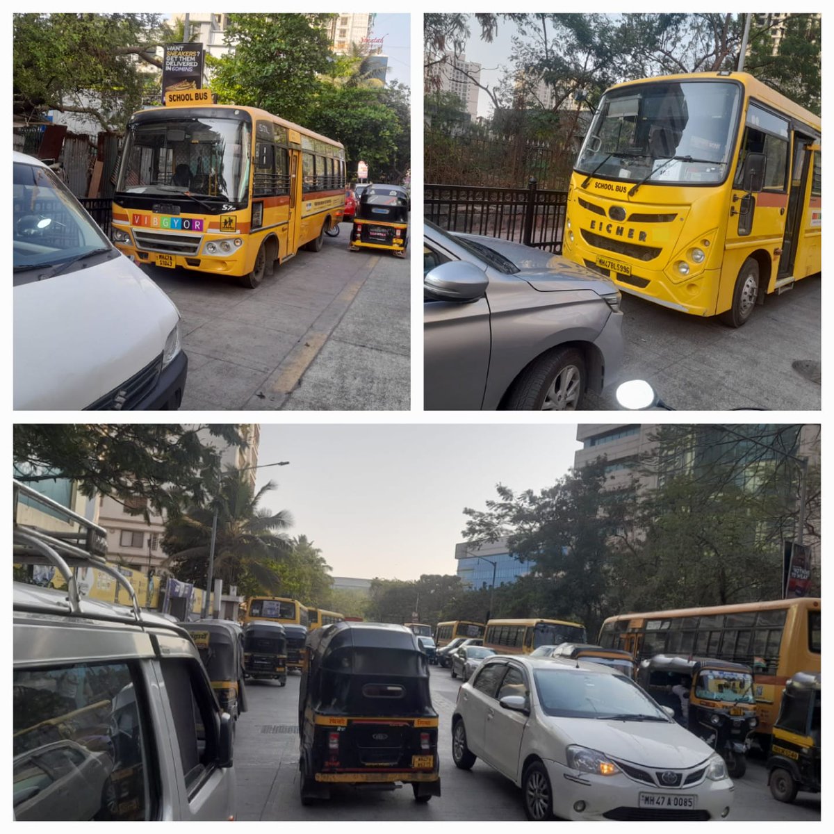 PradeepMBhatt's tweet photo. @MTPHereToHelp Please direct Goregaon Traffic Police to take immediate action against wrong parking on both side of road &amp; parking in No parking on Vibgyor School Buses at Mind space, behind Inorbit mall, Malad west &amp; illegal Vans blocking the traffic at road near Knox Plaza. https://t.co/w2WiYZQl1c