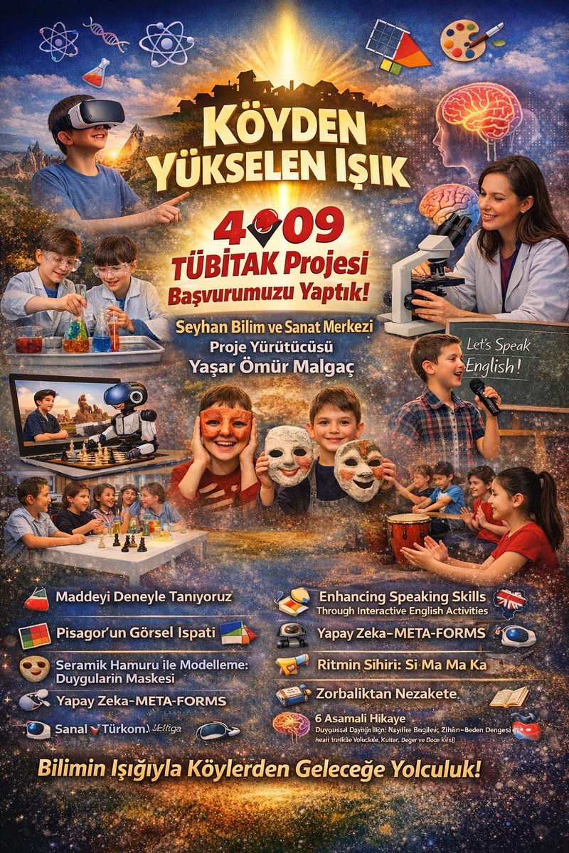 Seyhan Bilsem olarak, TÜBİTAK 4009 kapsamında 3 farklı proje başvurumuzu gerçekleştirdik.

Bu süreçte emek veren tüm proje yürütücülerimiz Dr. Ahmet Can ABBAK’a, Fahri BARUĞ, Yaşar Ömür MALGAÇ’a ve destek veren tüm öğretmen ile idarecileirmize teşekkür ediyoruz.