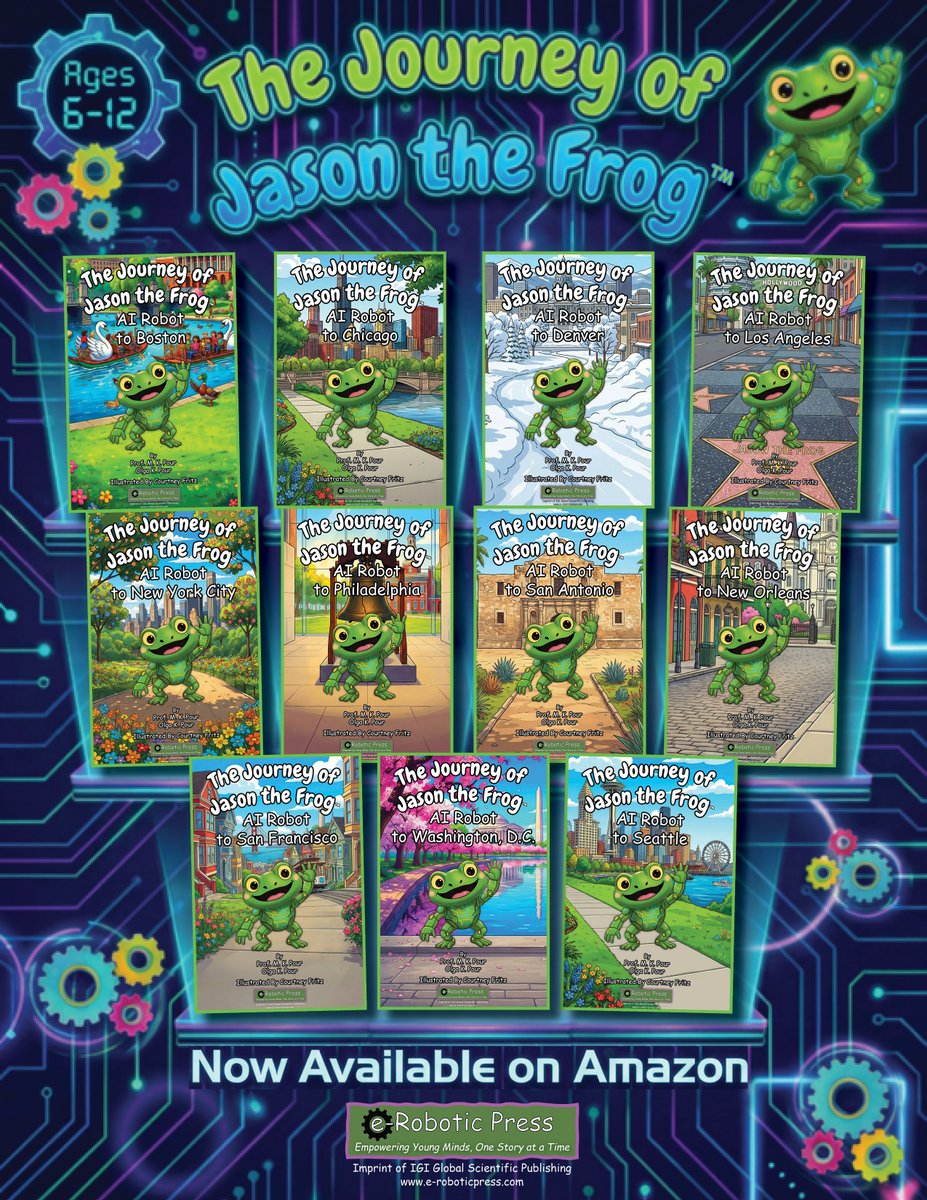 eRoboticPress's tweet photo. 🐸✨Big news! e‑Robotic Press has officially launched! Our first children’s book series—The Journey of Jason the Frog—is now available on Amazon. Explore more at https://t.co/cOIR9oWfCJ.

#KidLit #BookLaunch #ChildrensBooks #JasonTheFrog #eRoboticPress #KidsWhoRead #AmazonBooks https://t.co/swYe01Rs1a