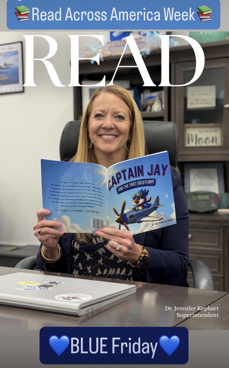 DrJKephart's tweet photo. BLUE Friday during Read Across America Week ππ
A great reminder that the love of reading shouldnβt stop when the week ends.
Letβs keep the pages turning. ππ€©#BLUEFridayWashMo #ReadersROCK #BlueJayPRIDE https://t.co/vQNUV6KLLT