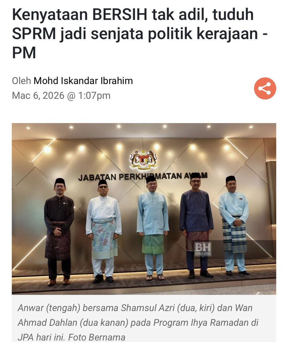 Bila Bersih mengecam hala tuju Suruhanjaya Pencegahan Rasuah Malaysia (SPRM) dan mendakwa ia semakin terpesong daripada mandat asal serta menjadi “senjata politik kerajaan”, elok juga kita lihat isu ini dengan lebih tenang.

Dakwaan itu merujuk kepada tindakan SPRM yang sedang