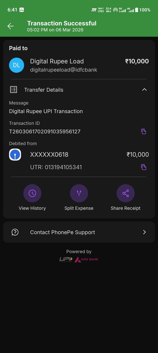 imrank231997's tweet photo. @TheOfficialSBI I have paid the amount to load money to idfc to load the digital rupee but the amount deducted in the state bank and not credited in the idfc and even not showing anything in idfc so the issue is at Sbi amount not credited and need help on this to refund https://t.co/WY8jG4GROo