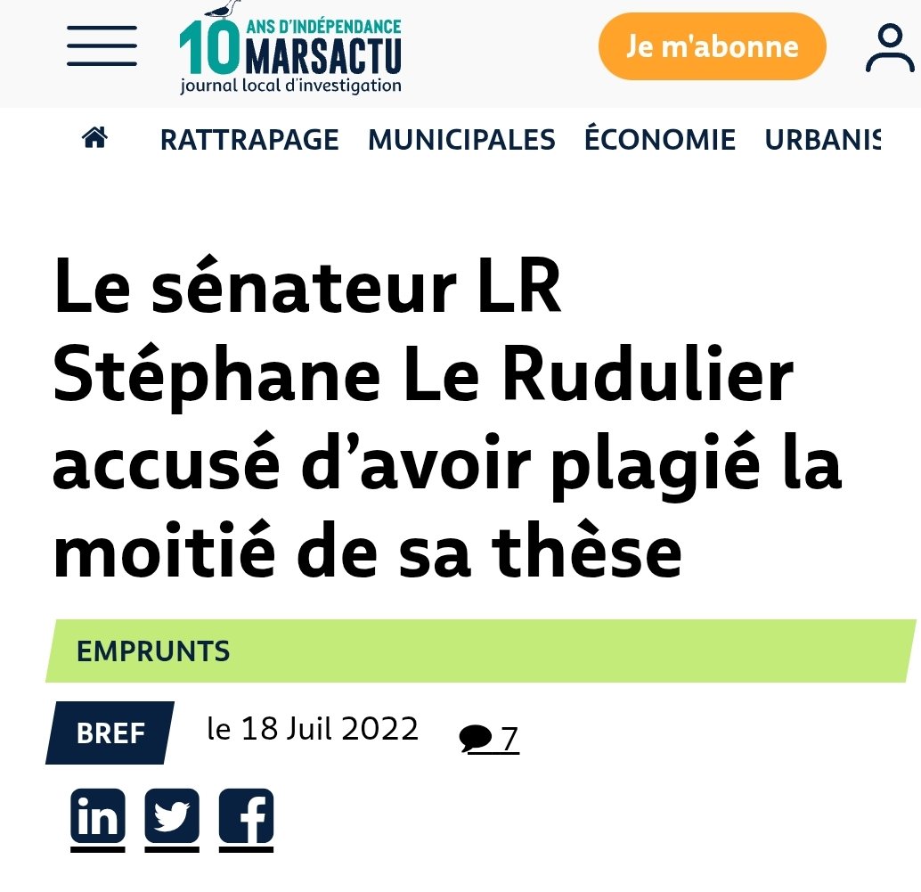 Mais nan ?
Le sénateur qui en outre a déjà plagié sa thèse de doctorat !
(Je vous laisse deviner quelle université lui a donné son doctorat et ne lui a jamais retiré depuis...).
Présomption d'innocence. Mais pas du tout pour la thèse plagiée.
RT SVP🔽