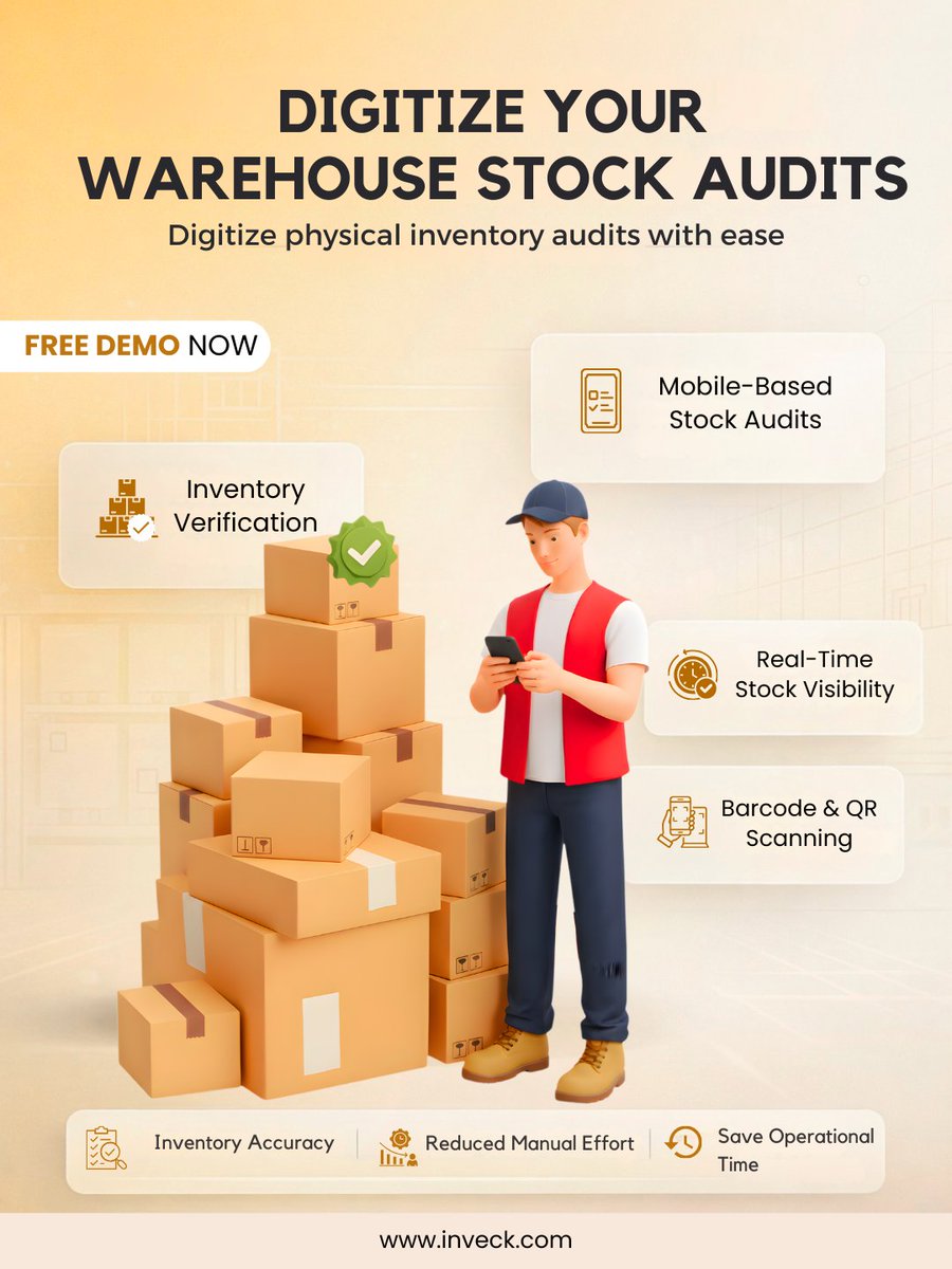 Inveck1's tweet photo. Still doing warehouse stock audits manually? 📦
Digitize your inventory verification with Inveck and get real-time stock visibility, barcode scanning, and faster audits.
https://t.co/kLKWYwgZtH

#InventoryVerification #Warehouse #StockAudit #Inveck https://t.co/cxgky5CUQ9